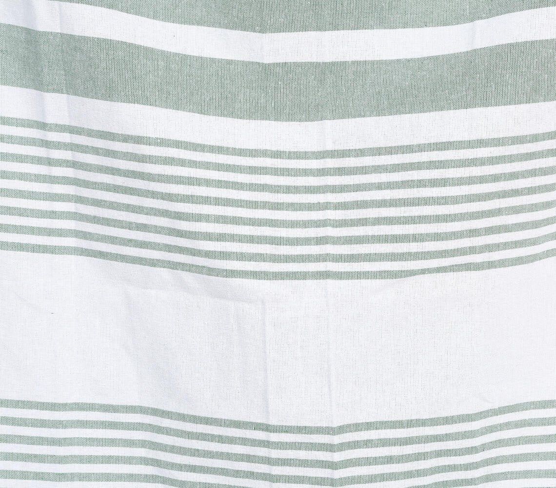 Handwoven Sage Striped Cotton Bath Towel