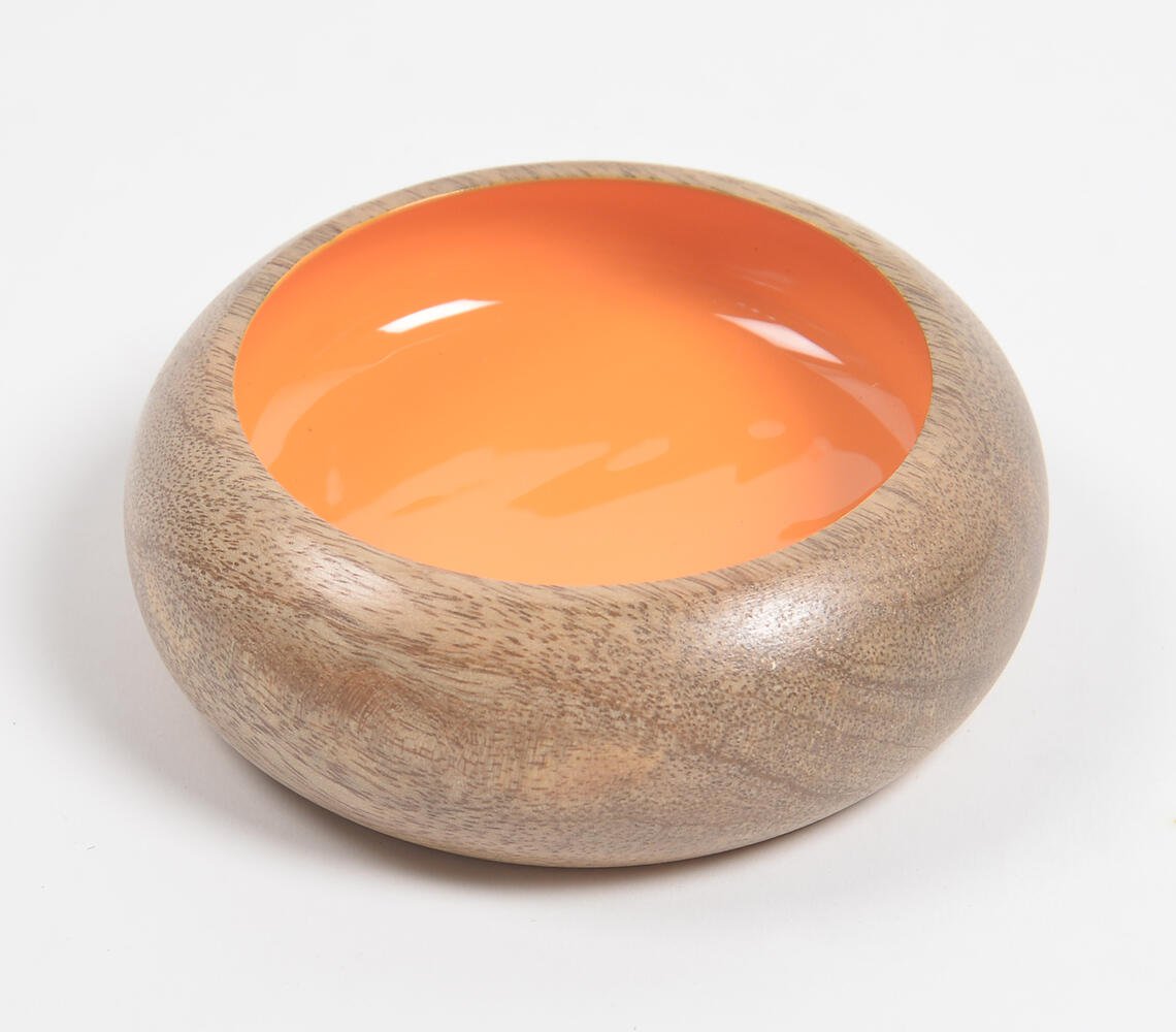 Raw Enameled Mango Wood Snack Bowl