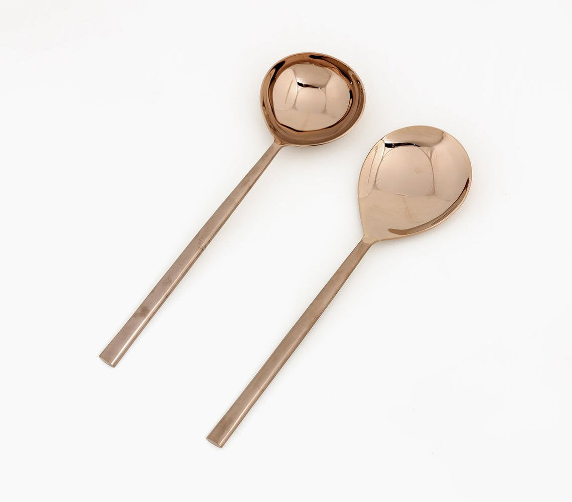 Rose-Gold Finish Stainless Steel Serving Spoons (Set of 2)