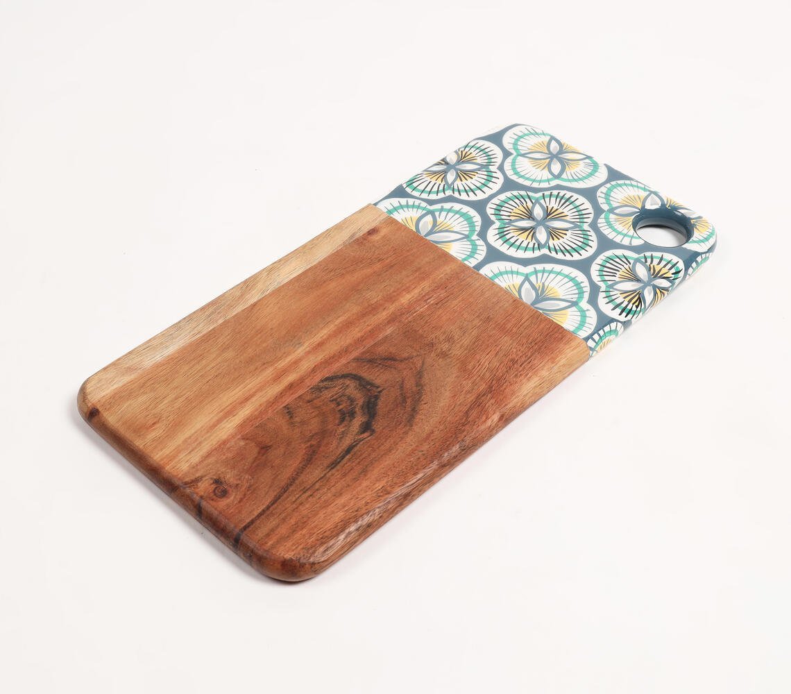 Enamelled Mango Wood Floral Cutting Board