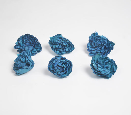 Azure Carnations eco-friendly shola wood flowers (set of 6)