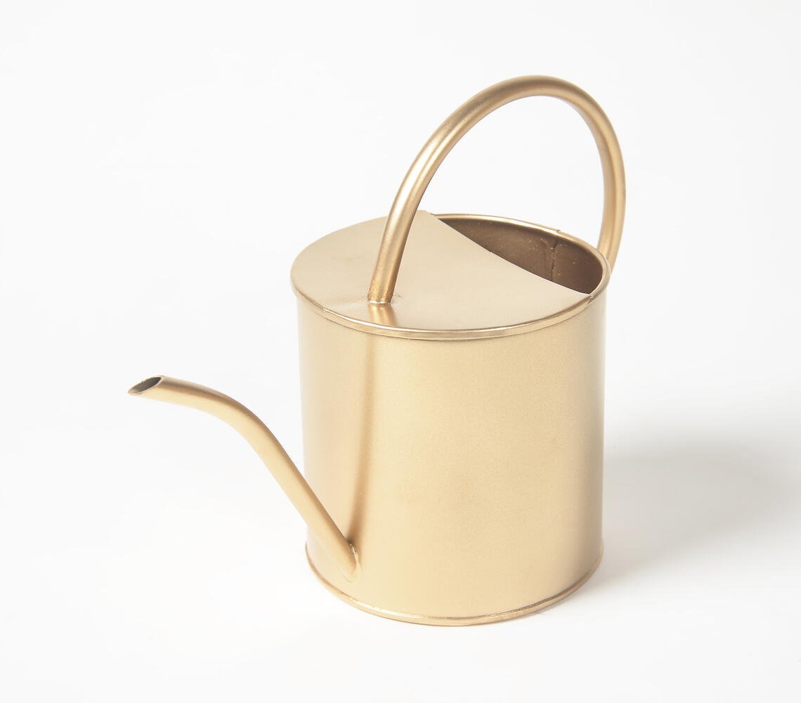 Handmade Metal Watering Can with Golden Finish