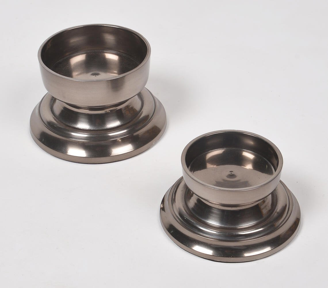 Lacquered Aluminium Candle Stands (set of 2)