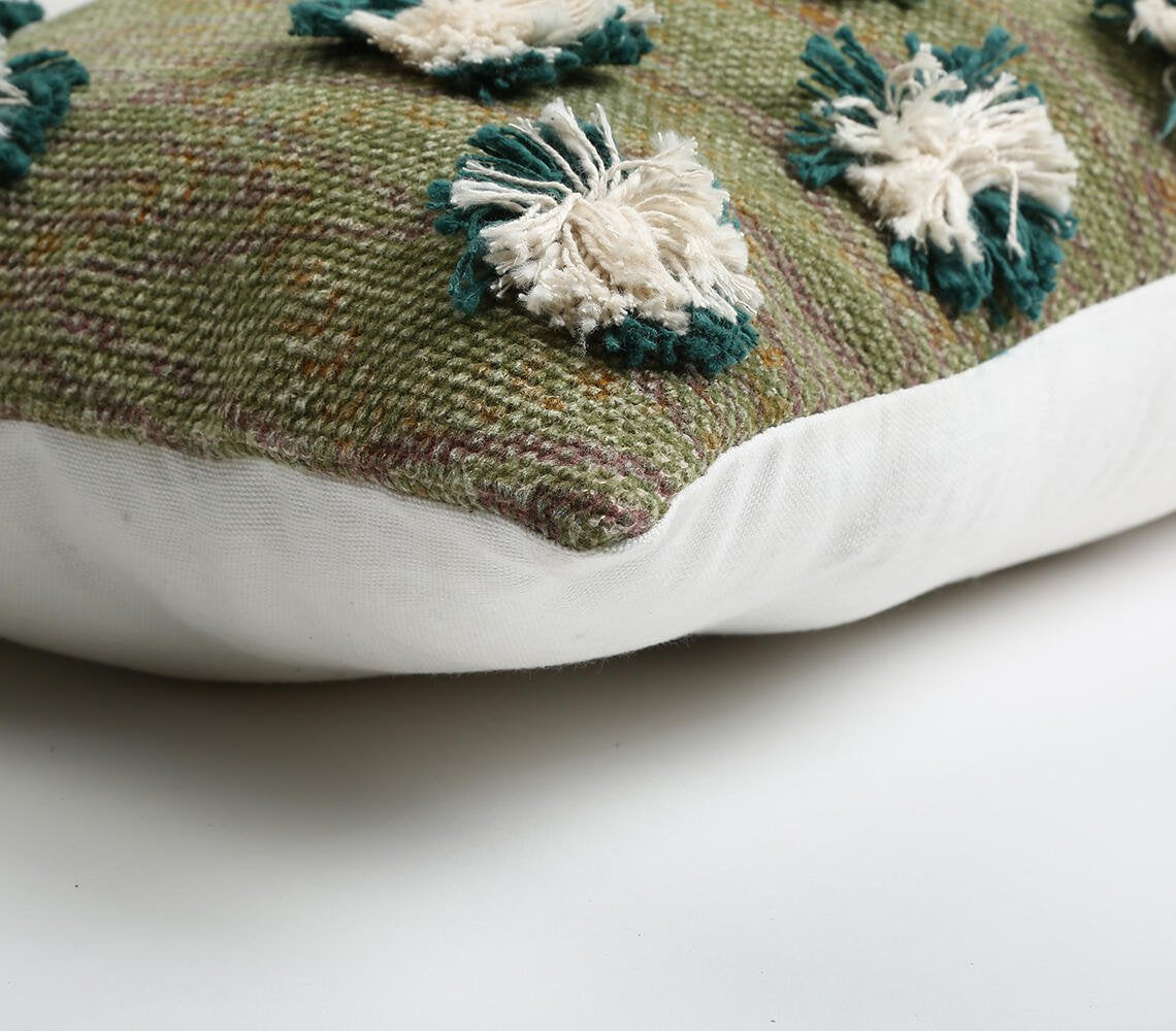 Block Printed & Tufted Lumbar Cushion cover