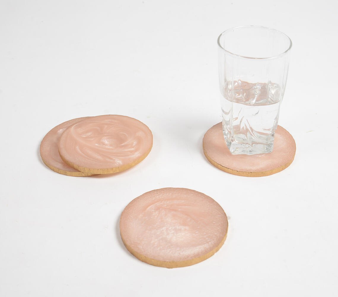 Sparkly Pastel Peach Resin Coasters (set of 4)