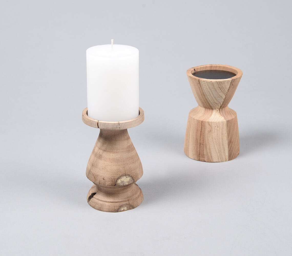 Recycled Turned Saal Wood Candle holder