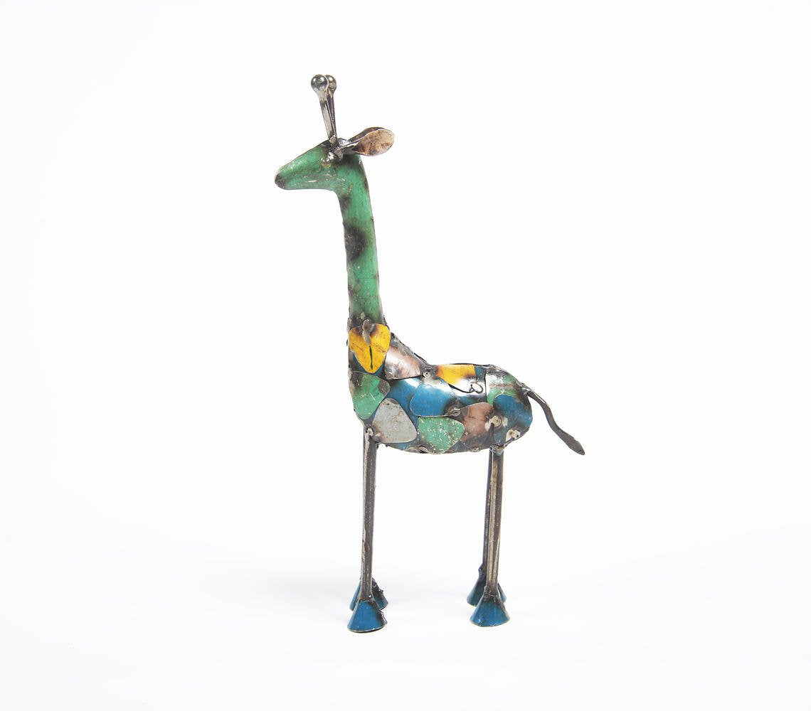 Recycled Iron Giraffe Tabletop Decorative