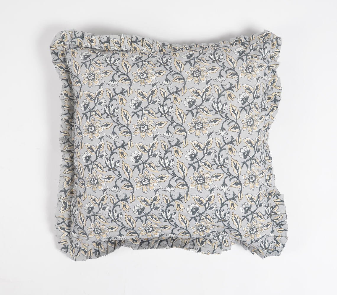 Monochromatic Cushion Cover with Frills, 18 x 18 inches