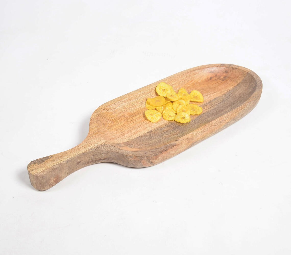 Hand Cut Mango Wood Oblong Paddle Serving Platter