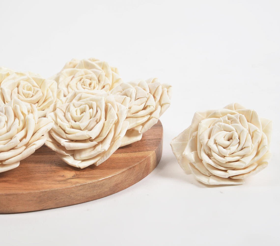 Ivoor Rose Eco-vriendelijke Shola Wood-bloemen (set van 6)