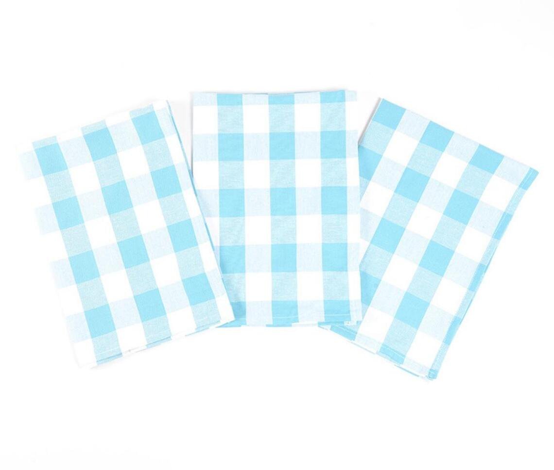 Handwoven Checkered Kitchen Towels (Set of 3)