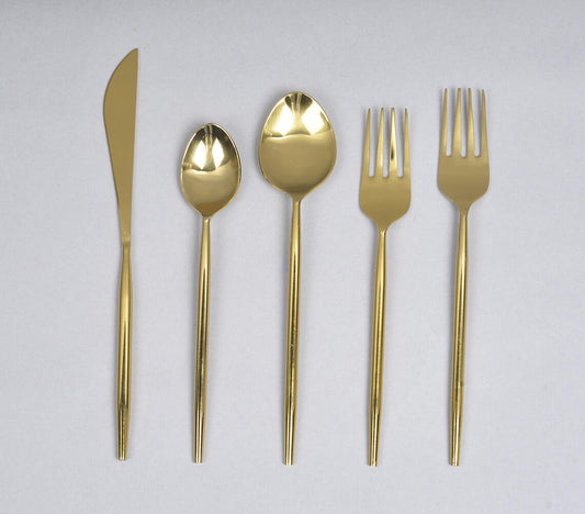 Silver & Gold-Toned Stainless Steel Cutlery Set (Set of 5)