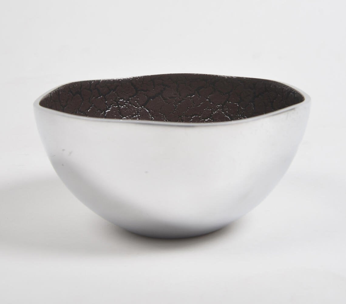 Textured Aluminium Brown Serving Bowl