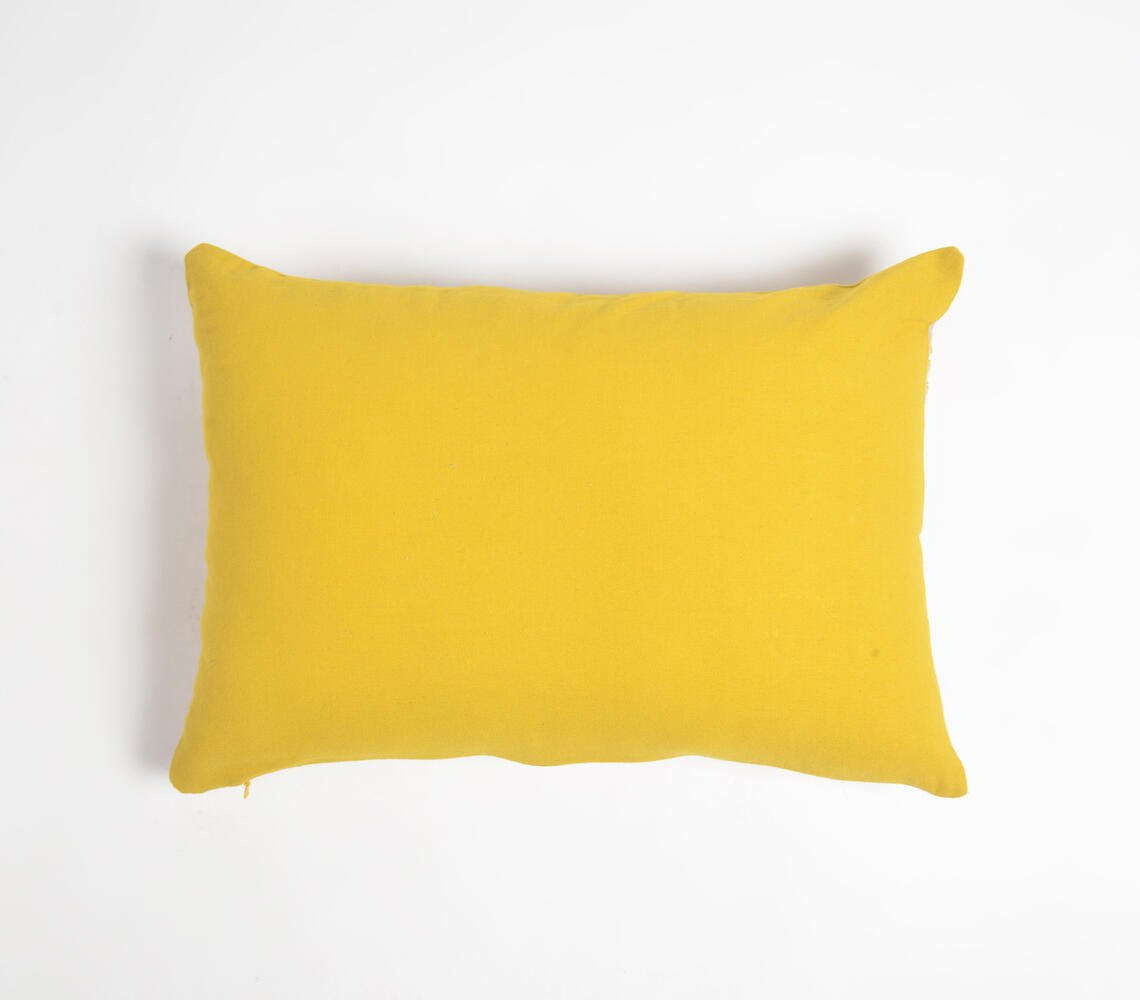 Yellow Fish Embroidered lumbar cushion Cover