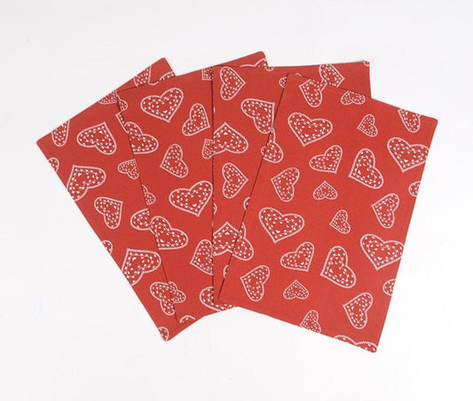 Set of 4 - Heart Printed Placemats