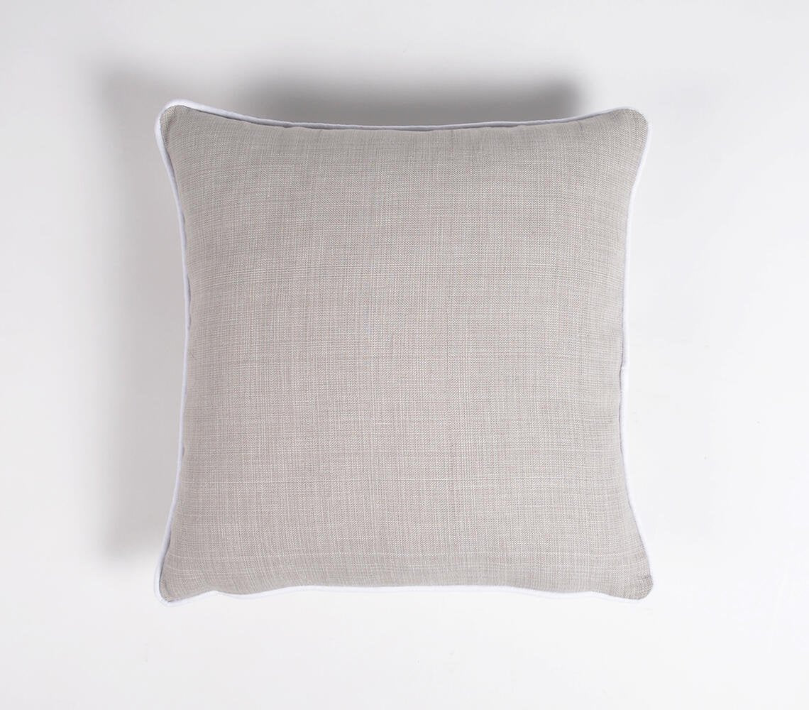 Set of 2 - Bordered Solid Grey Handloom Cotton Cushion Covers