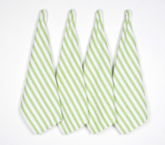 Yarn-Dyed Lime Striped Cotton Kitchen Towels (set of 4)