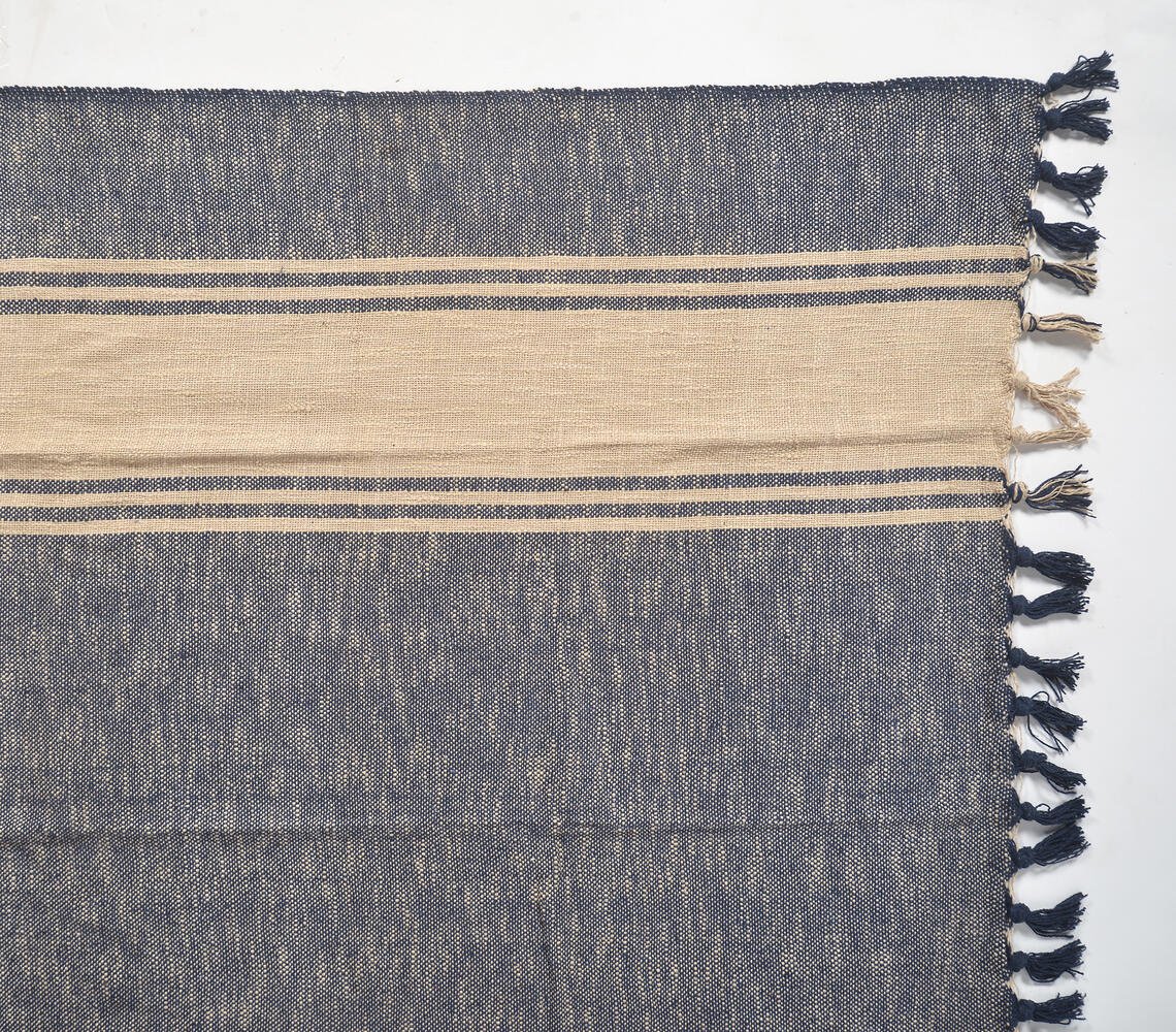 Beige Lines Cotton Noir Throw