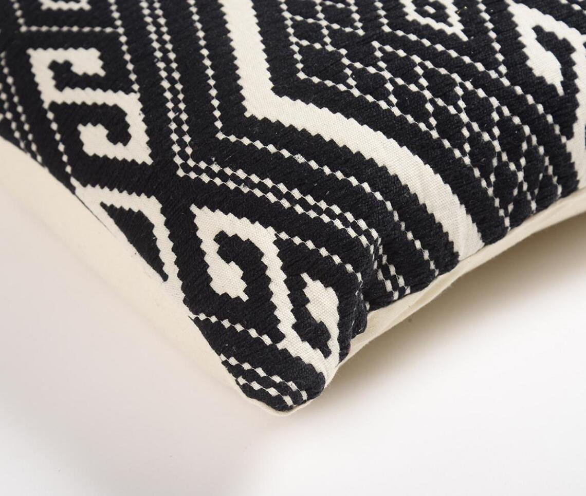 Geometric Monochrome Patterned Cushion Cover, 22.5 x inches