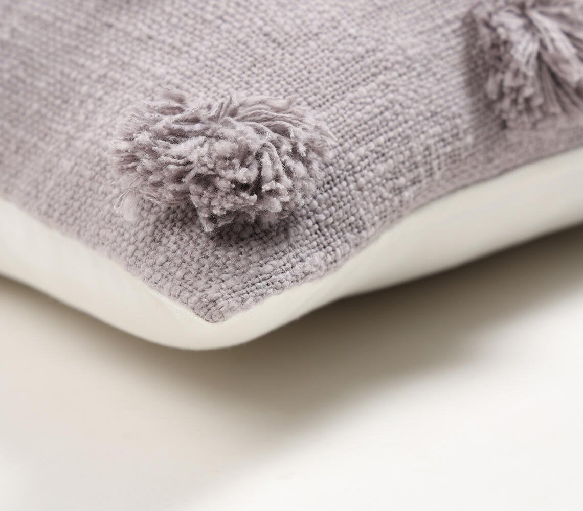 Hand Tufted Smokey Pom-Pom Cotton Cushion Cover