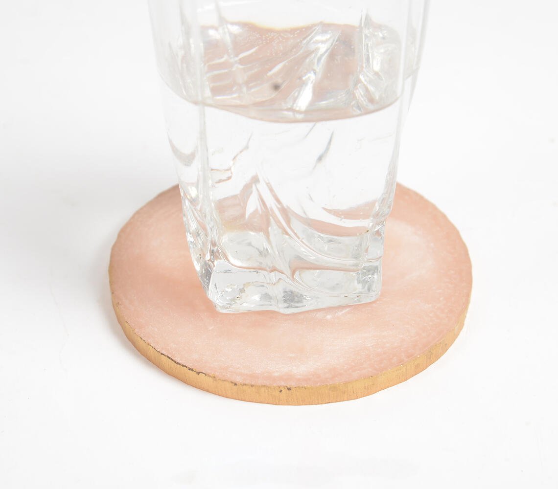 Sparkly Pastel Peach Resin Coasters (set of 4)