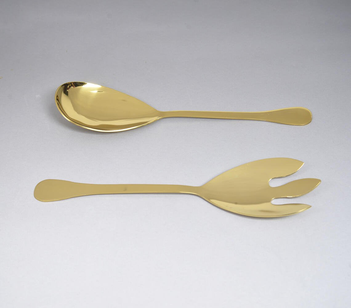 Gold-Toned Stainless Steel Classic Salad Serving Spoons (Set of 2)