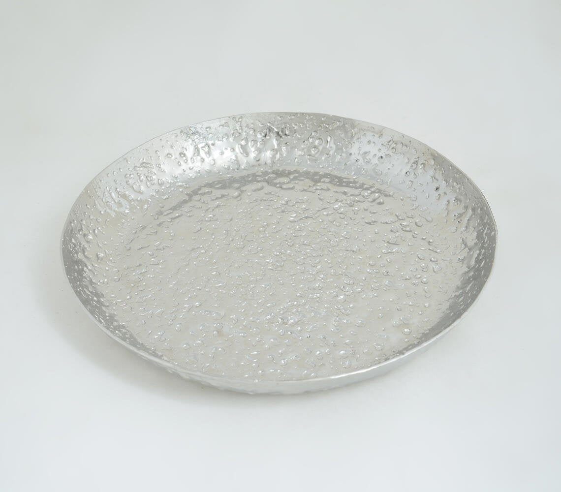 Crack Hammered Round Aluminium Serving Tray