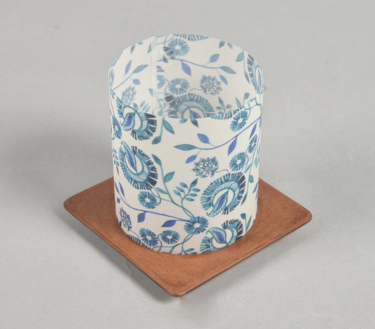 Floral Screen Printed Tea Light shade with MDF Stand