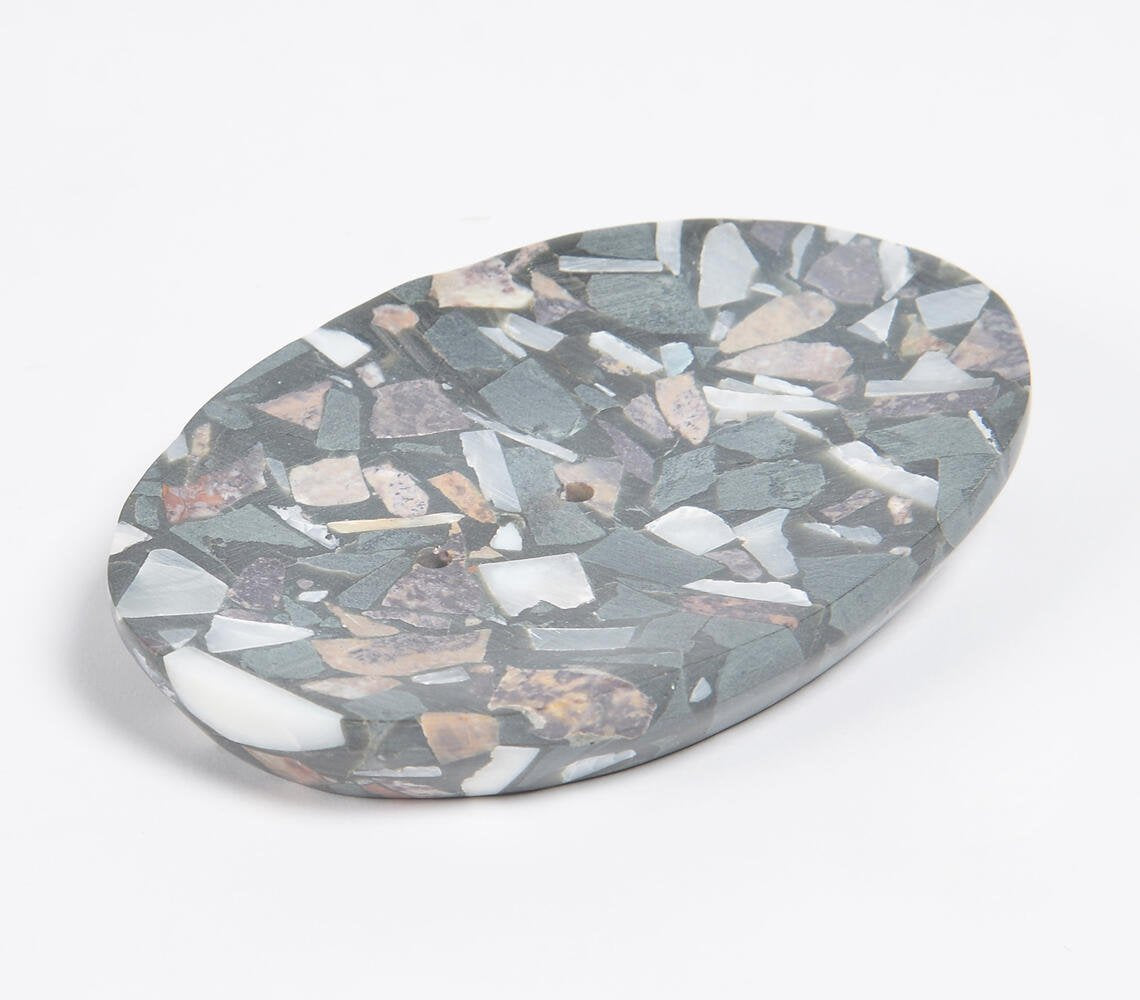 Hand Cut Composite Stone Oval Soap Dish