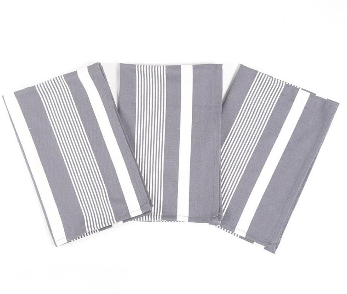 Striped Grey Kitchen Towels (set of 3)