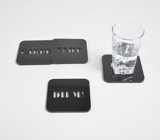 Laser Cut Acrylic Typographic Coasters (Set of 4)