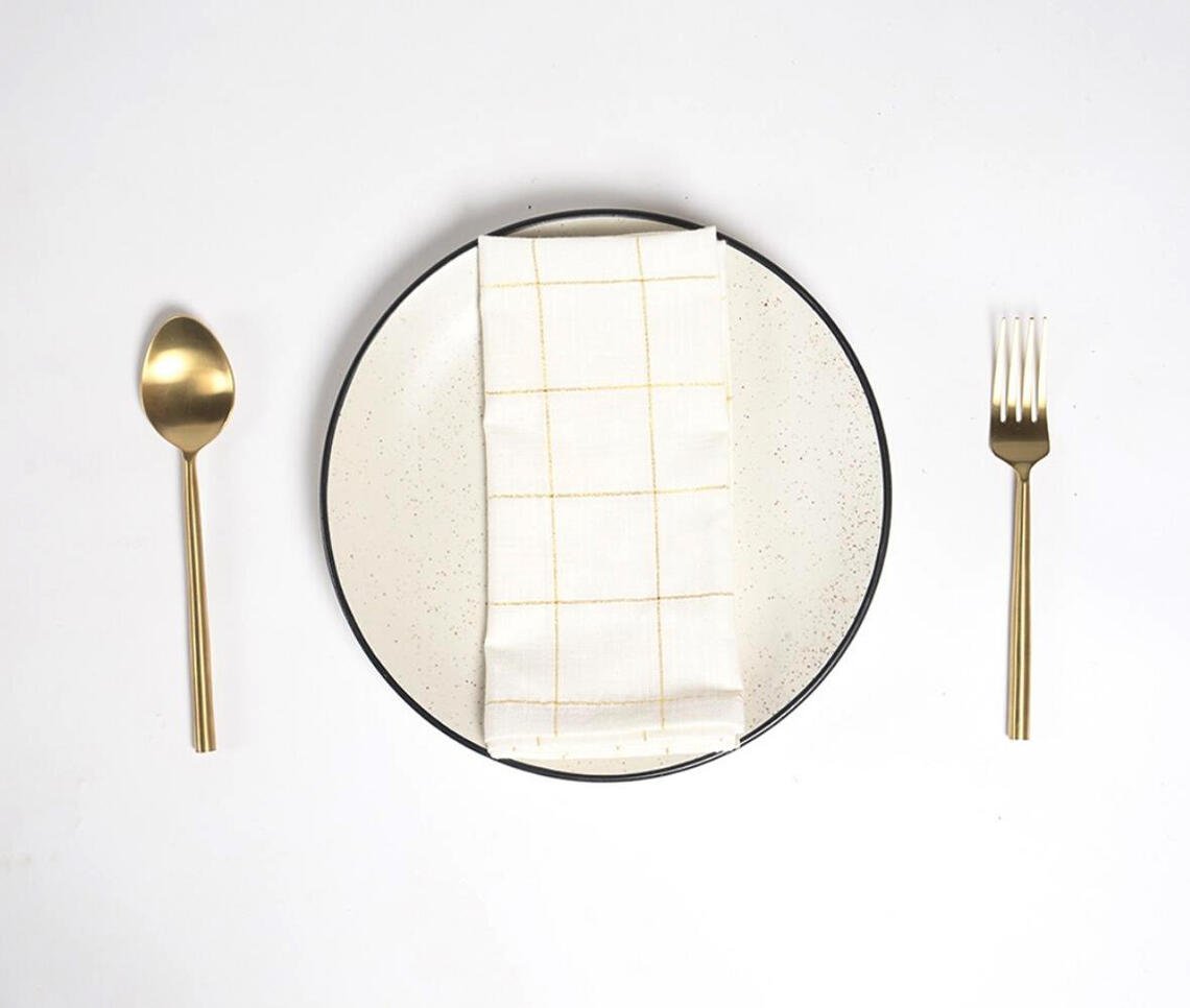 Minimal Gold Checkered Table Napkins (Set of 4)