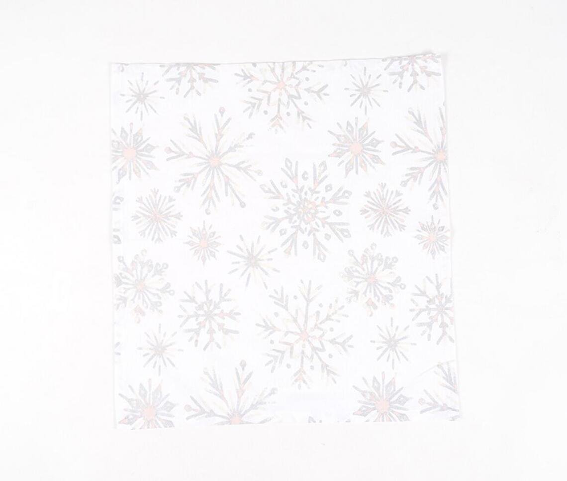 Set of 4 - Printed Snowflake Table Napkins